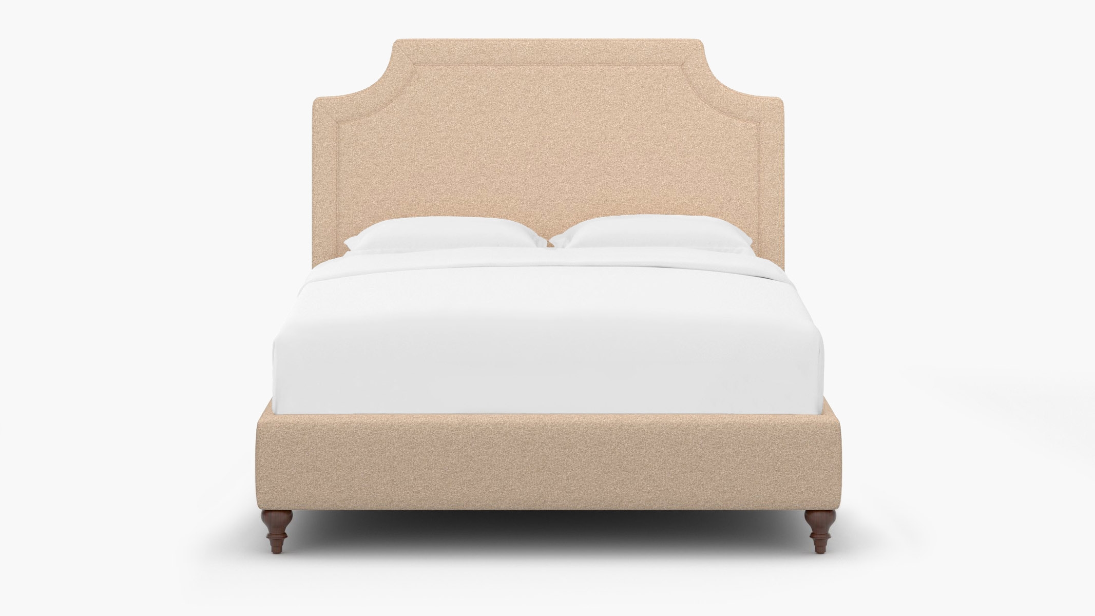 Deco Bed, Buff Boucle, Walnut Traditional Turned Leg, Twin - Image 0