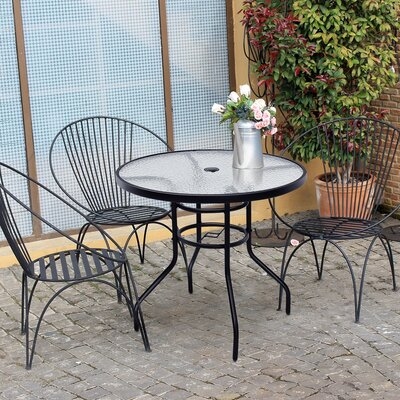 Patio Tempered Glass Steel Frame Round Table - Image 0
