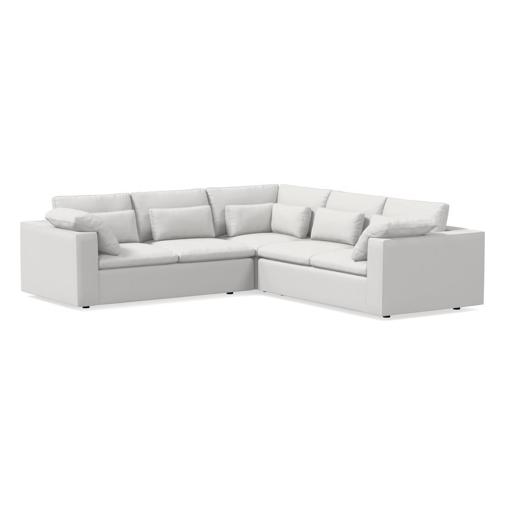 Harmony Modular 121" Multi Seat 3-Piece L-Shaped Sectional, Standard Depth, Performance Washed Canvas, White - Image 0