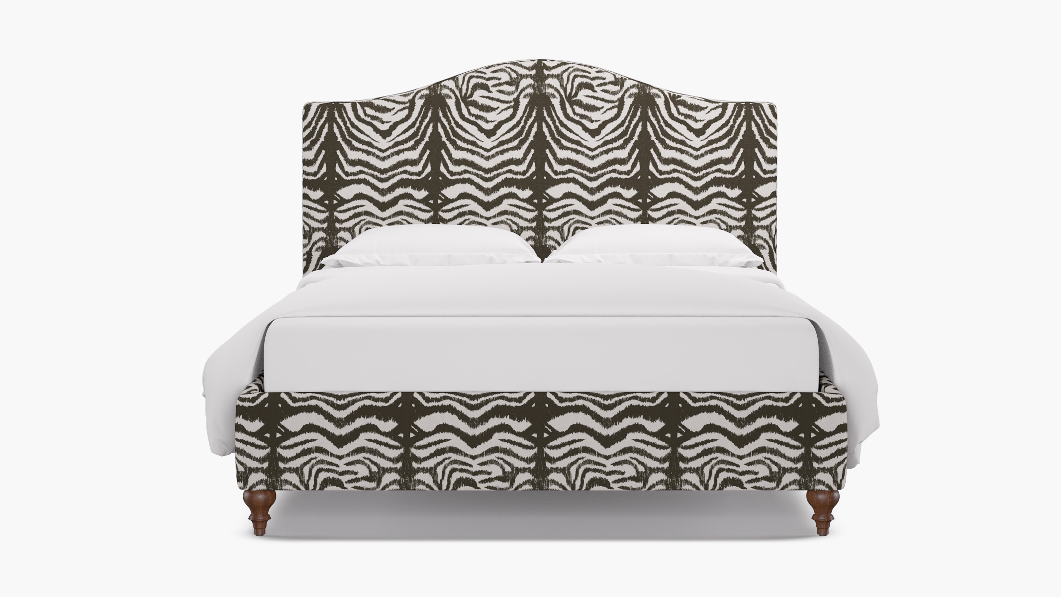 Camelback Bed, Zebra, Walnut Traditional Turned Leg, Twin - Image 0