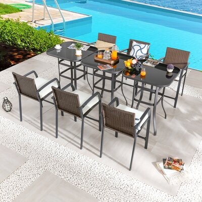 Abagayle Square 6 - Person 31.5" Long Bar Height Dining Set with Cushions - Image 0