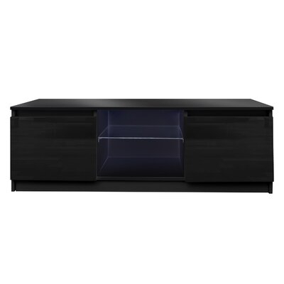 TV Stand, Black TV Stand With Lights, Modern LED TV Cabinet With Storage Drawers, Living Room Entertainment Center Media Console Table - Image 0