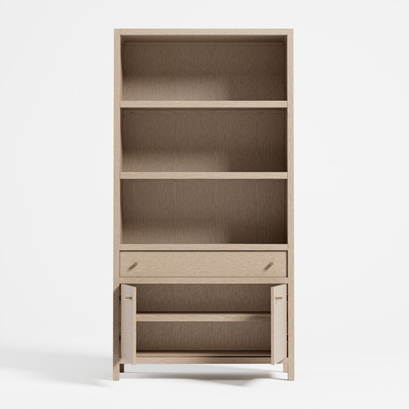 Keane 40" Weathered Natural Wood Closed Bookcase - Image 6