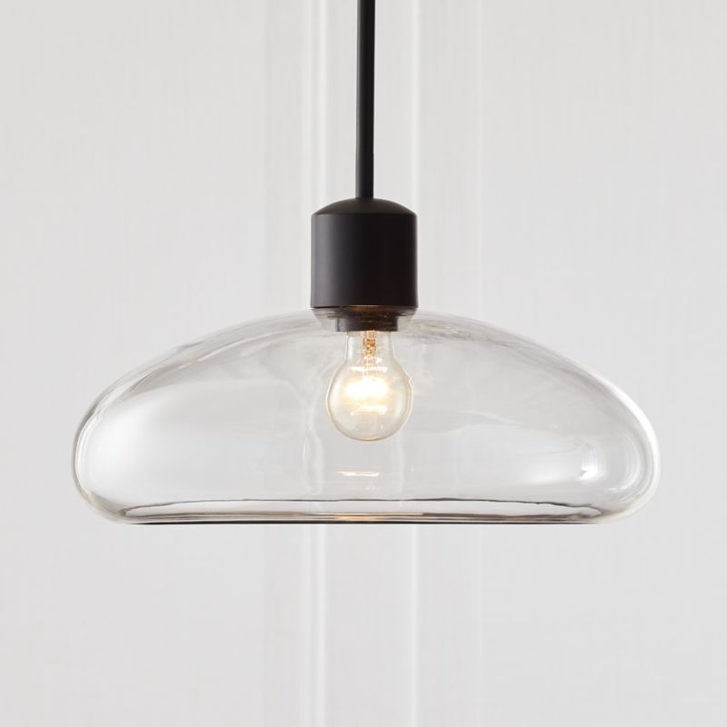 Iona Matte Black and Clear Glass Pendant Light - Image 1