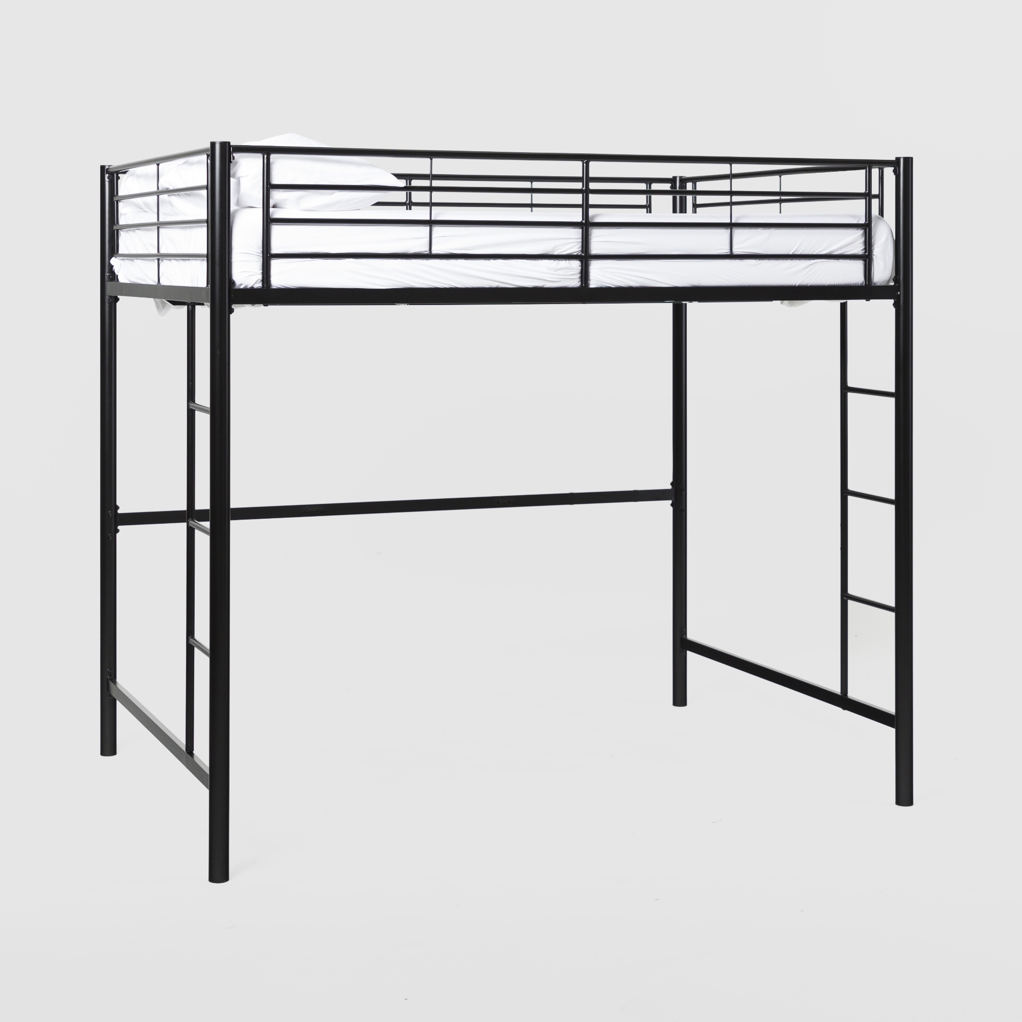 Premium Metal Full Size Loft Bed - Black - Image 3