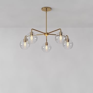 Sculptural 5-Light Chandelier, Globe Small, Silver Ombre, Bronze, 8" - Image 3