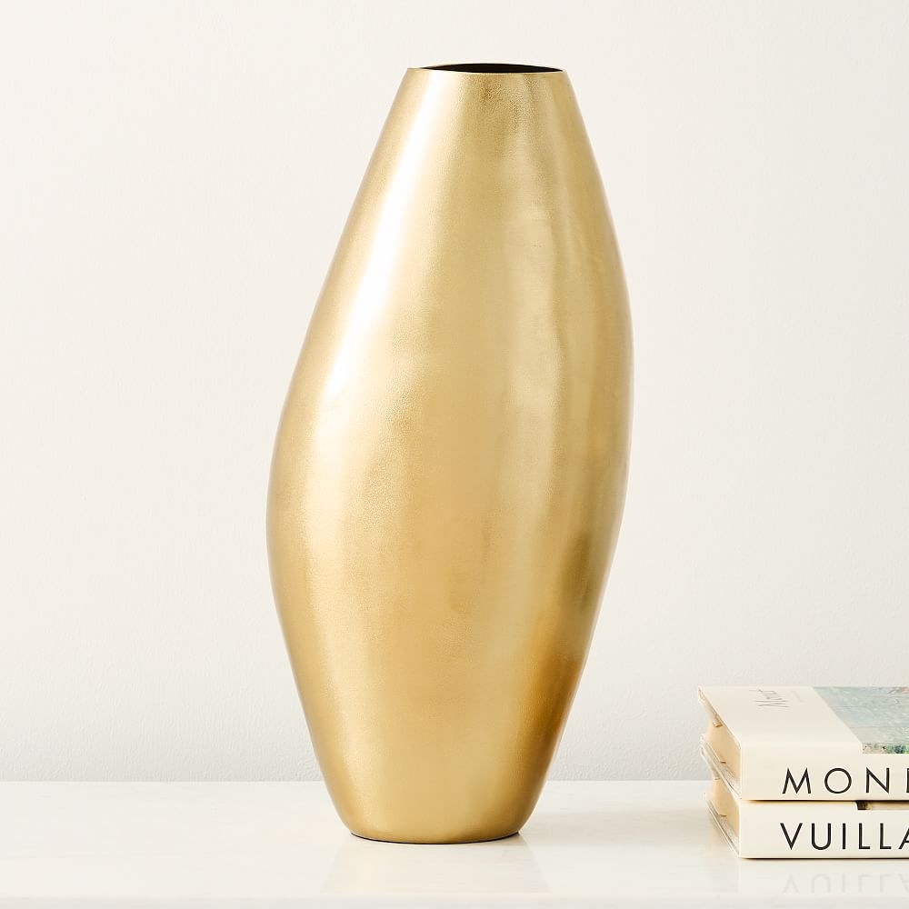 Organic Metal Vases, Xl Vase, Light Brass, Sheet Metal, 18.5 Inches - Image 0