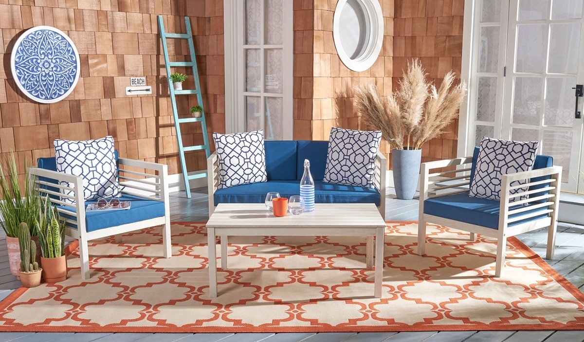 Alda 4 Piece Set - White/Nvy + Trellis P - Safavieh - Image 1