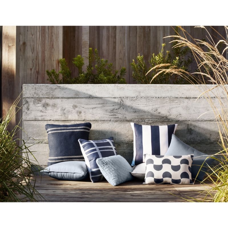 Sunbrella ® 20"x20" Haze Blue Outdoor Throw Pillow - Image 2
