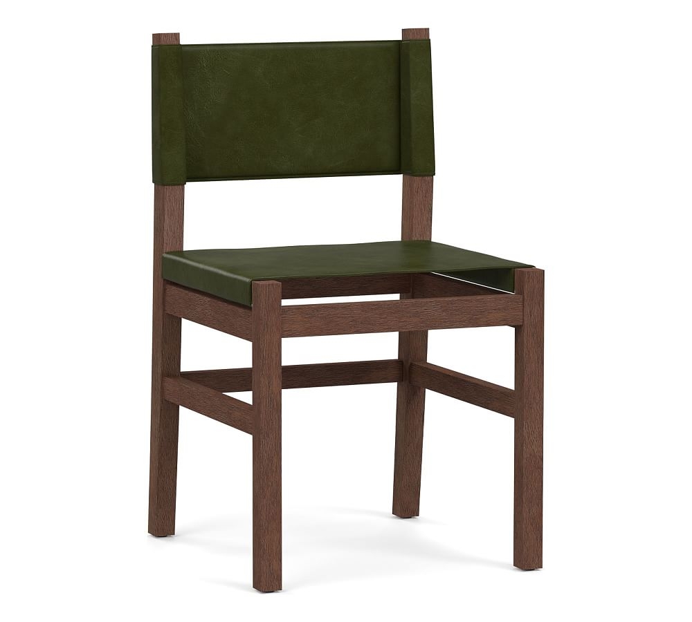 Segura Leather Dining Side Chair, Coffee Bean Frame, Legacy Forest Green - Image 0
