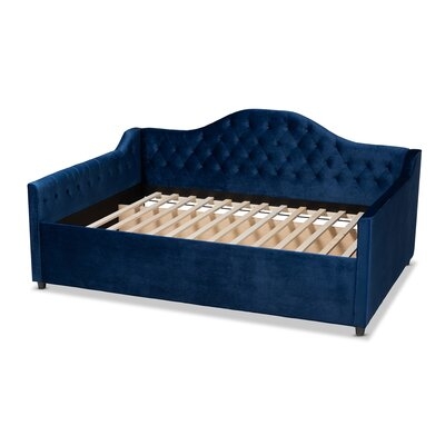 August Modern And Contemporary Royal Blue Velvet Fabric Upholstered And Button Tufted Full Size Daybed - Image 0
