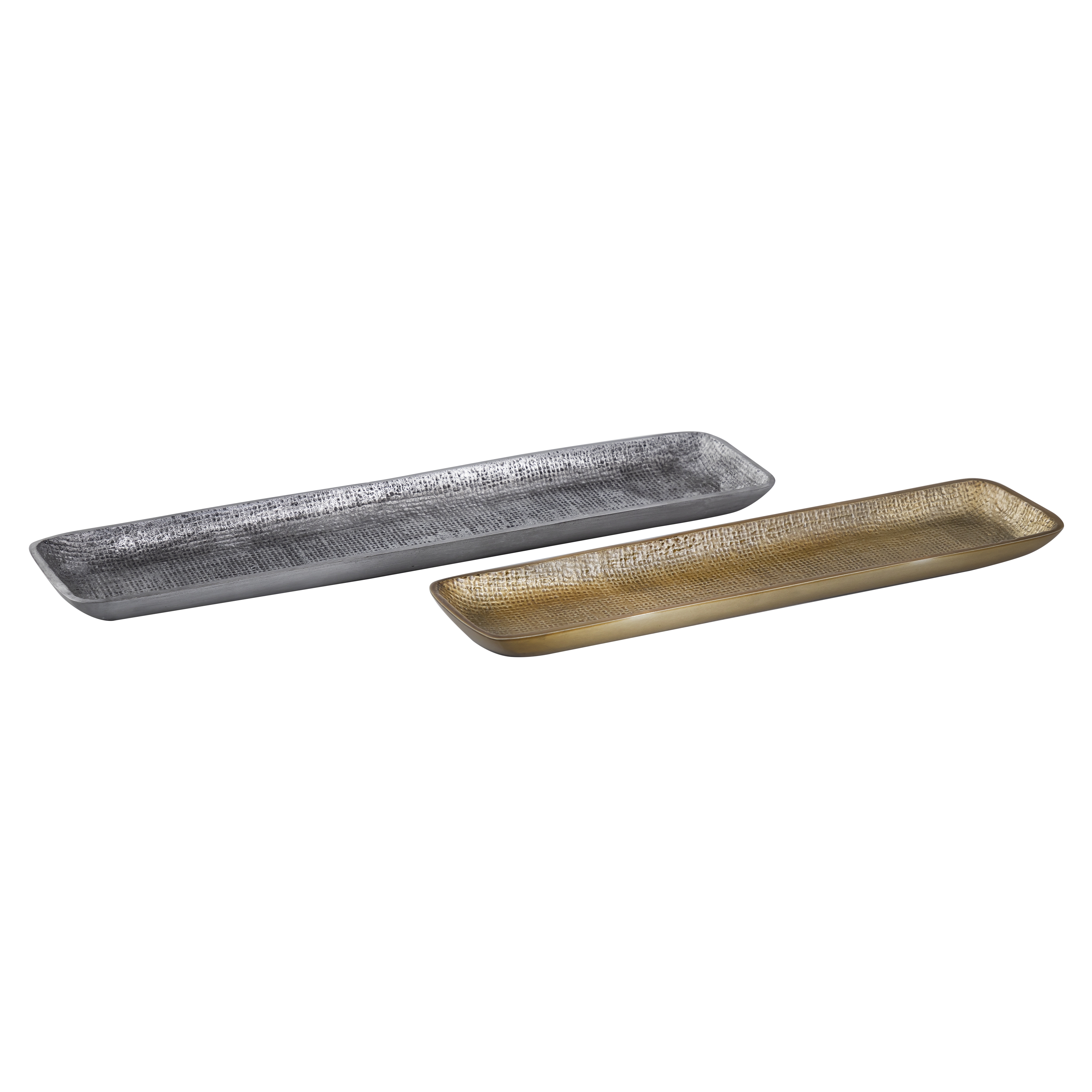 Louk Tray - Set of 2 Silver and Brass - Image 0