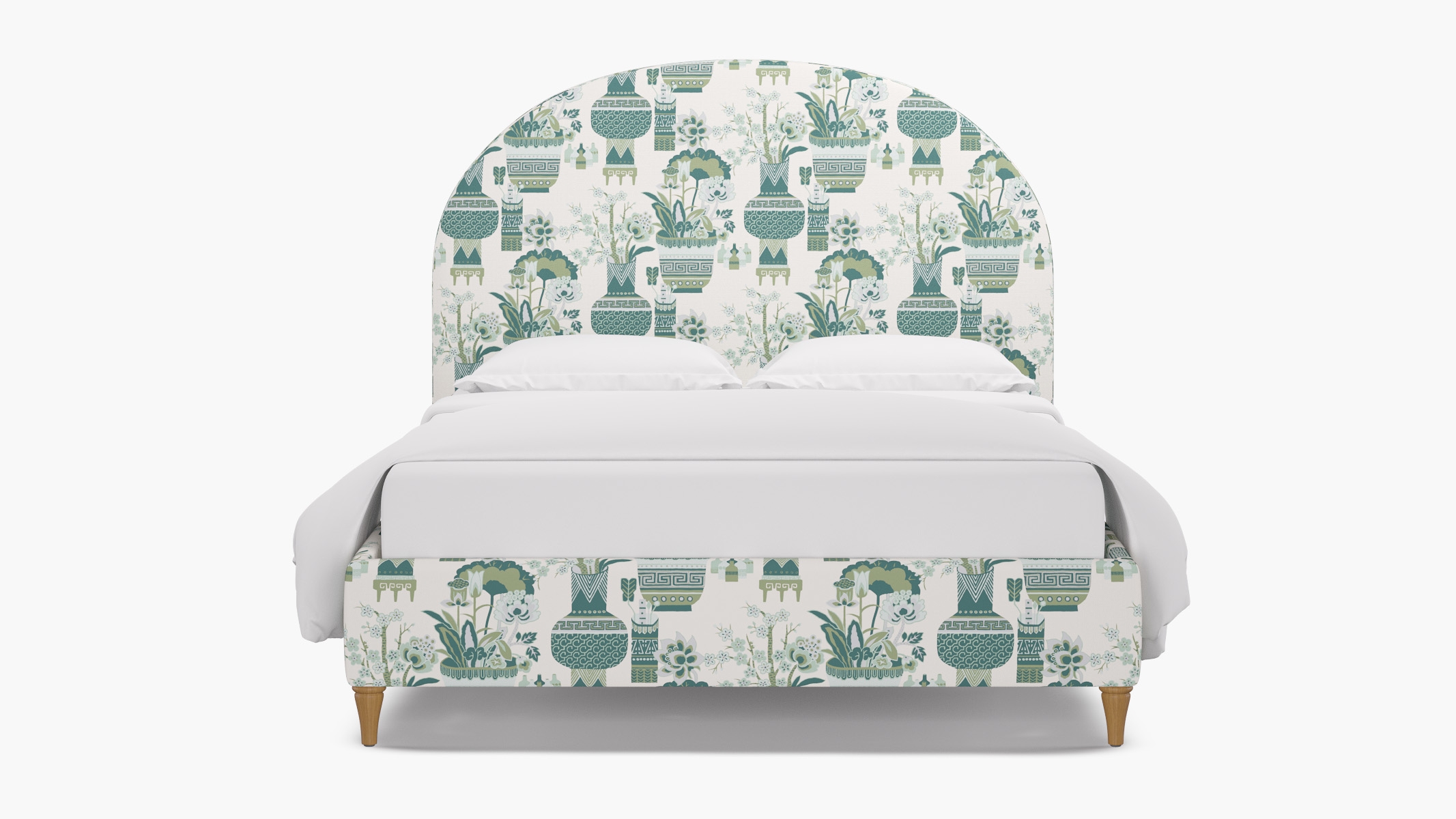 Demilune Bed, Pistachio Kan-Shie, Natural Decorative Tapered Leg, Queen - Image 0