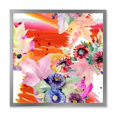 Vibrant Wild Spring Leaves And Wildflowers VII - Modern Canvas Wall Art Print-FDP37084 - Image 0