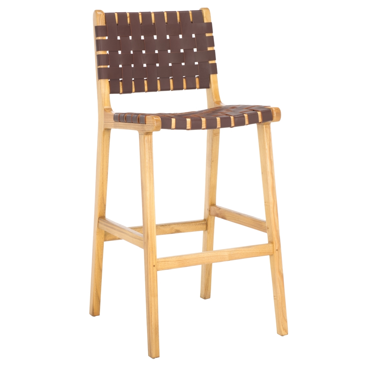 Adah Leather Bar Stool - Cognac / Natural - Safavieh - Image 6