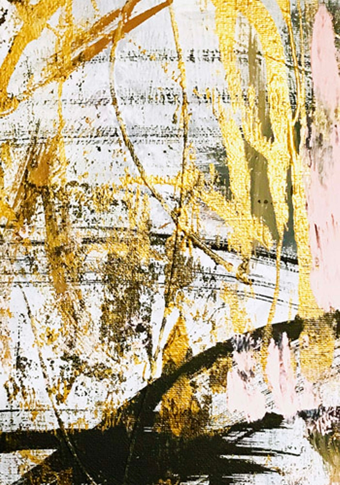 Armor [11]: A Bold, Elegant Abstract Mixed Media Piece In Gold Pink Black And White Throw Pillow by Alyssa Hamilton Art - Cover (16" x 16") With Pillow Insert - Outdoor Pillow - Image 1