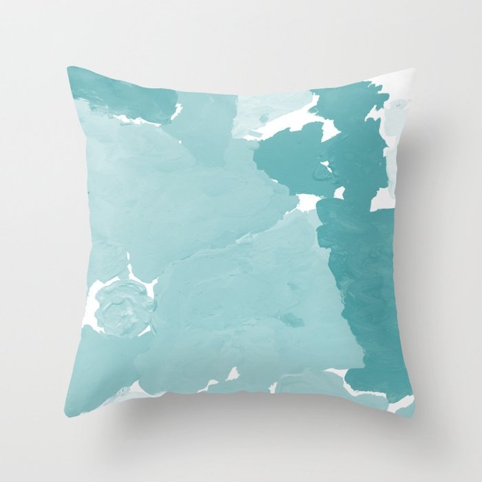 Aerin - Abstract Minimal Painting Decor For Dorm College Office Gender Neutral Cool Colors Throw Pillow by Charlottewinter - Cover (16" x 16") With Pillow Insert - Indoor Pillow - Image 0