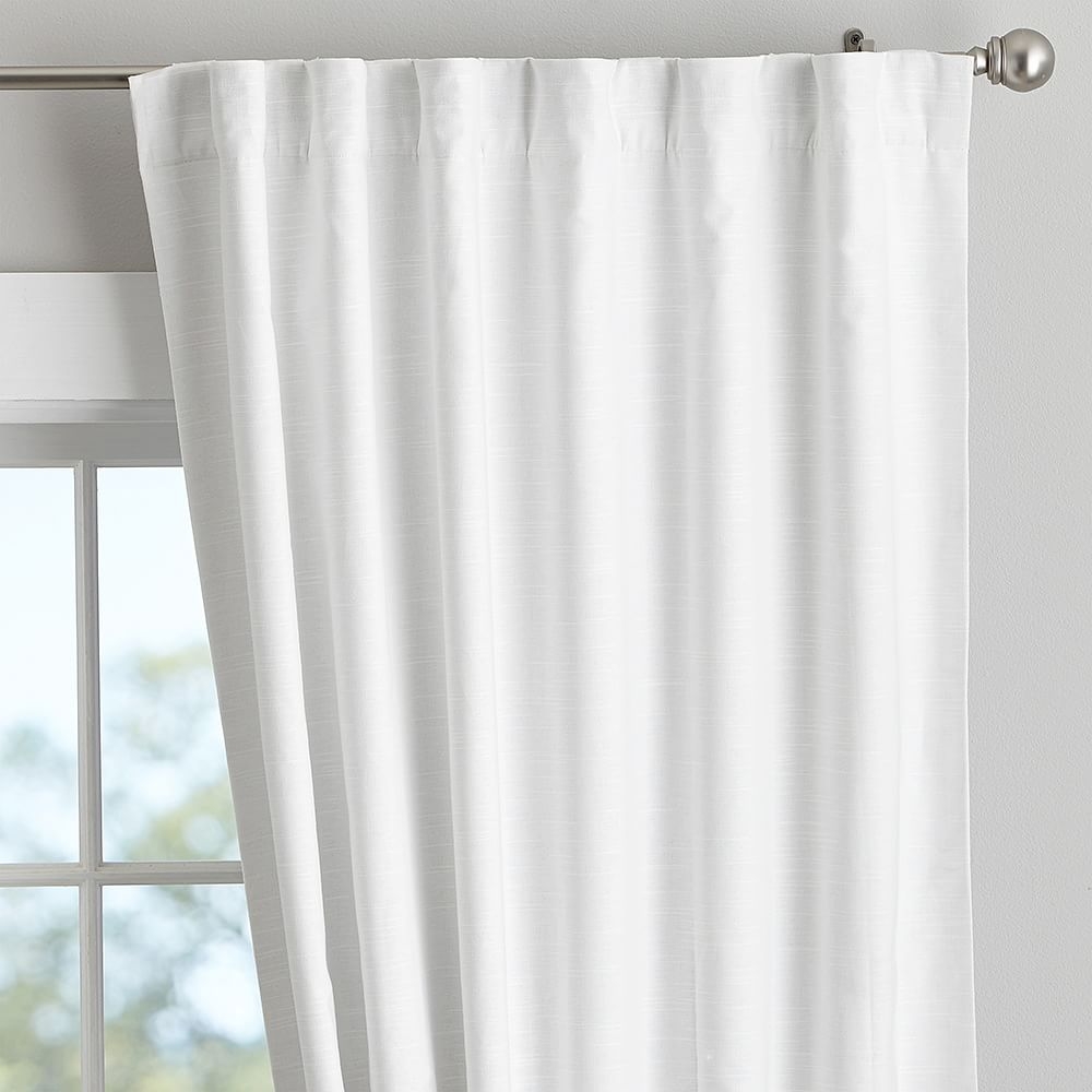 Cotton Linen Blackout Curtain - Set of 2, 96", White - Image 0