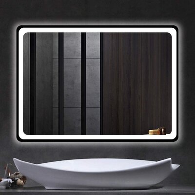 Ivy Bronx 32" X 24" Bathroom Mirror, Backlit Mirror With Led Lights Lighted Makeup Vanity Wall-Mounted Horizontally, Rectangular Frameless Wall Mirror, Shatterproof - Image 0