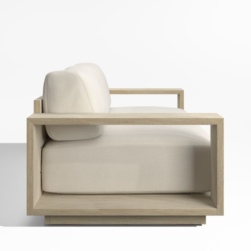 Mallorca 85" Wood Outdoor Sofa with Cast Shale Brown Sunbrella ® Cushions - Image 3