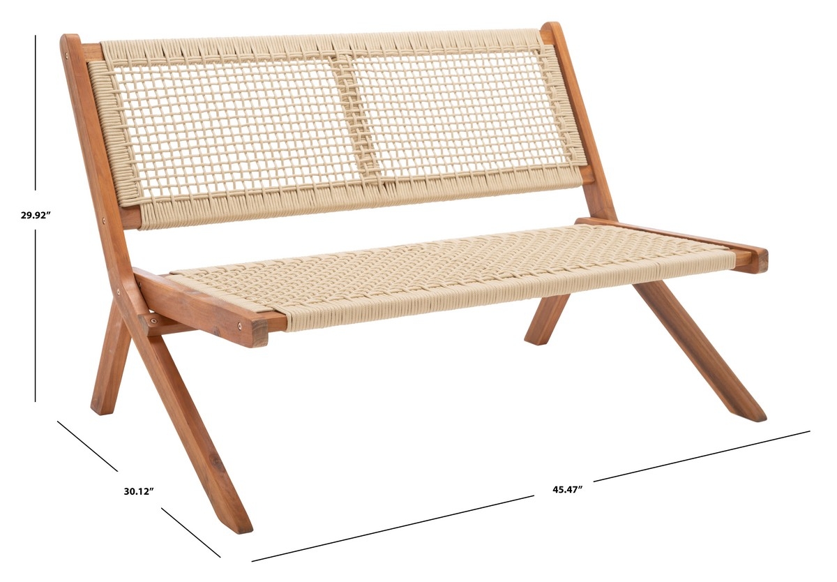 Kobina Outdoor Bench - Natural/Natural - Safavieh - Image 9