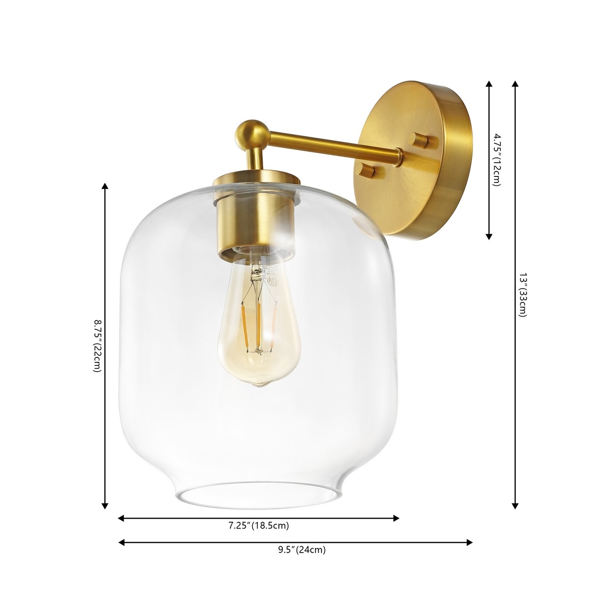 Edie 9.5" Wall Sconce - Brass - Safavieh - Image 5