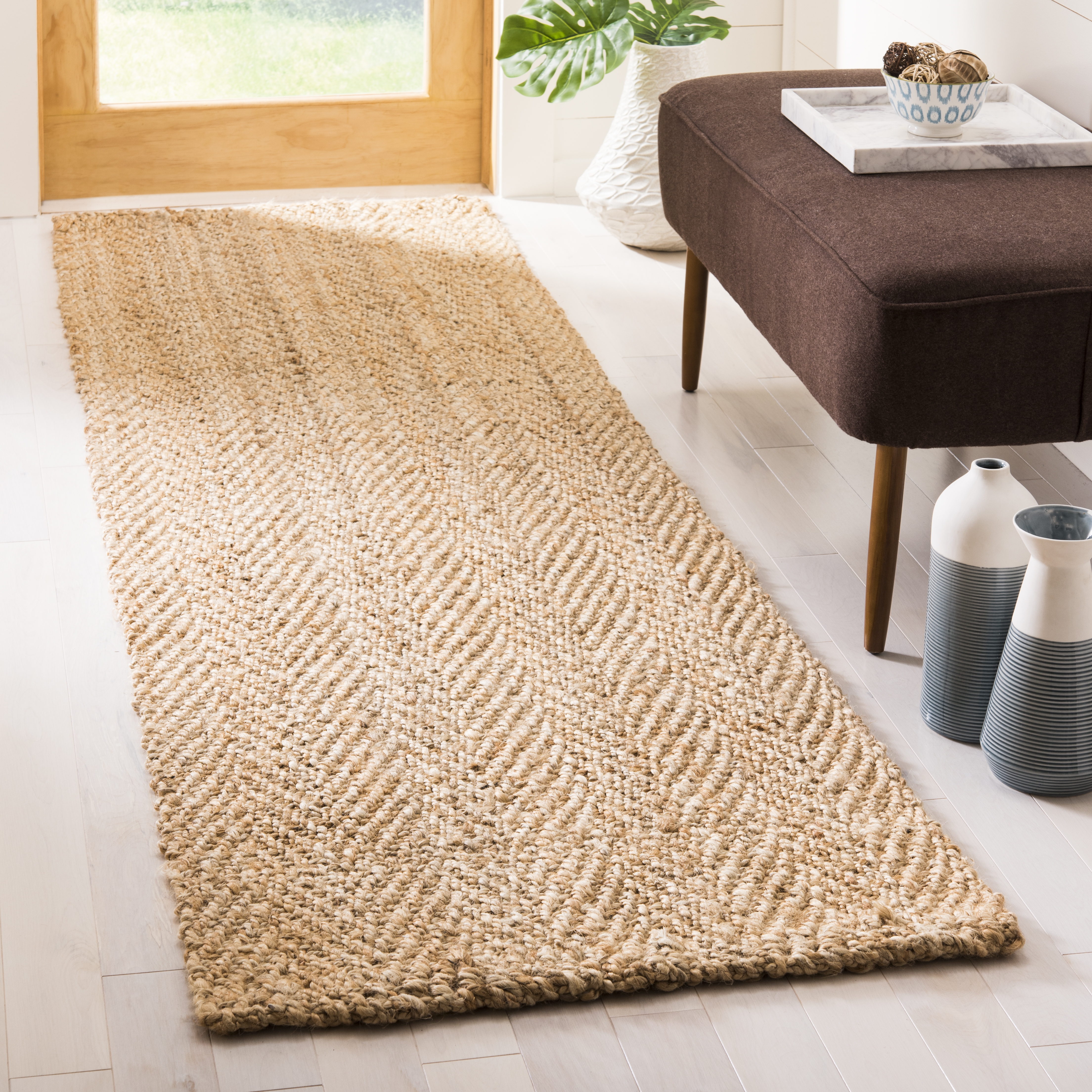 Arlo Home Hand Woven Area Rug, NF263A, Natural,  2' 3" X 10' - Image 1