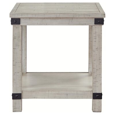 Rectangular End Table With X Shape Braces, Washed White - Image 0