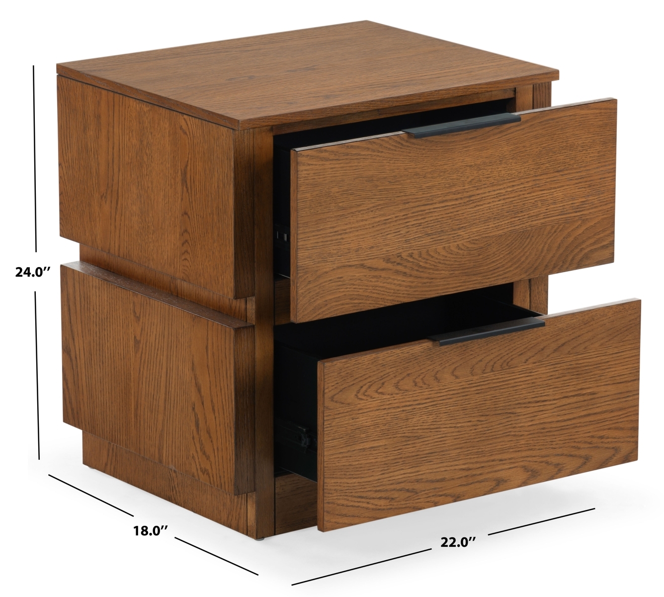 Titus 2 Drawer Nightstand - Medium Oak - Image 9