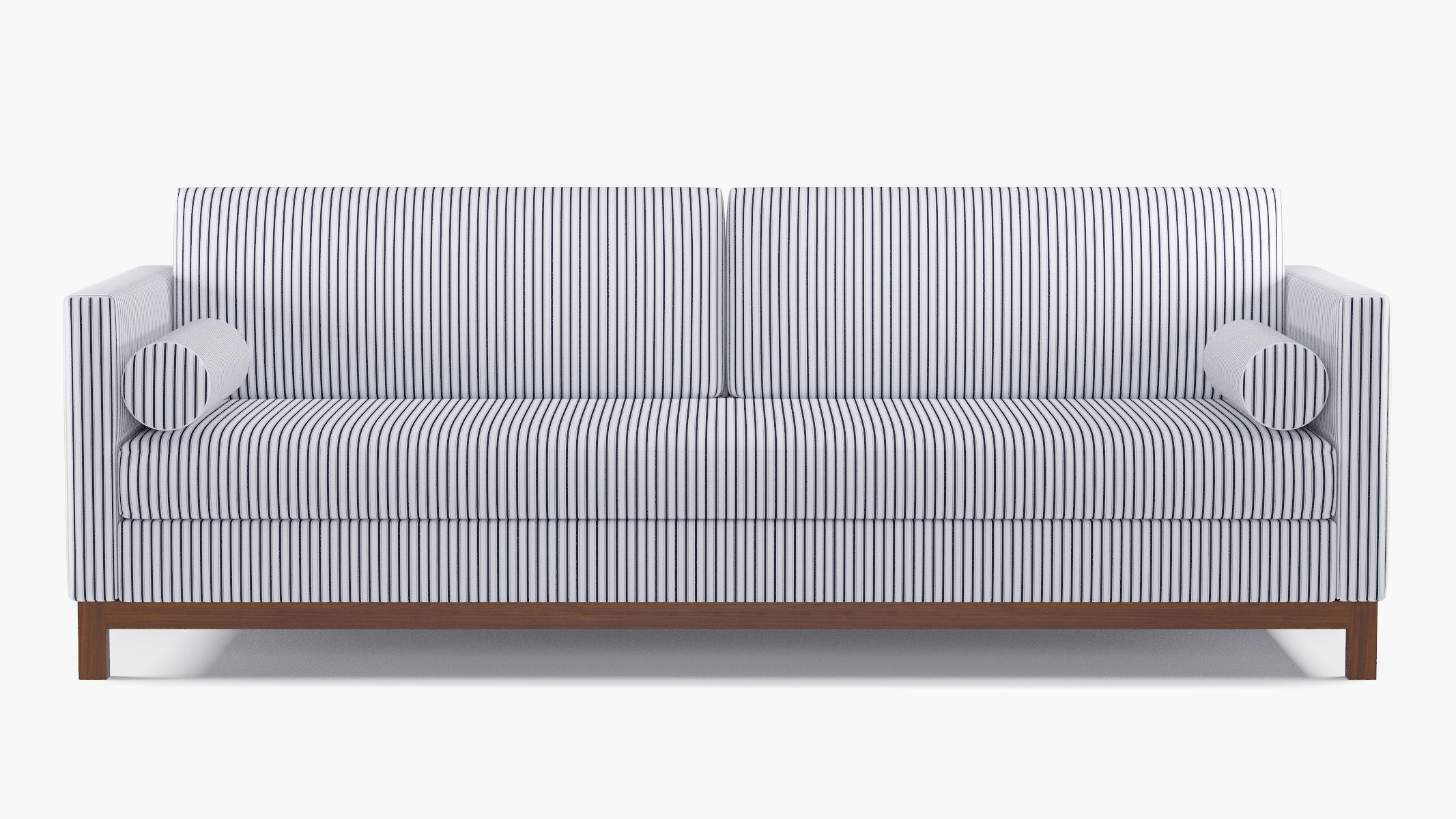 Tailored Tuxedo Sofa, Navy Classic Ticking Stripe, Walnut Wood Rail - Image 0