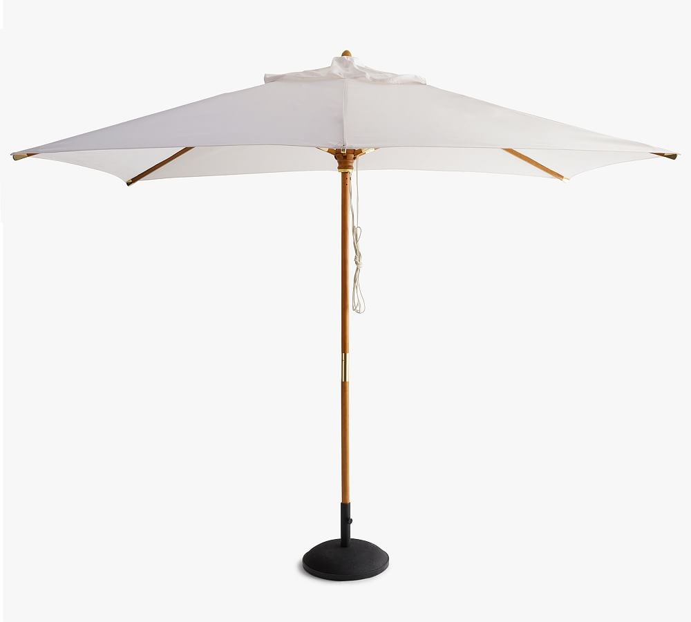 10' Premium Rectangular Umbrella with Eucalyptus Tilt Pole( Premium) Sunbrella(R); Thatch Salt - Image 0