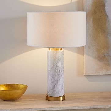 Pillar Table Lamp, Marble Base, Set of 2 - Image 0