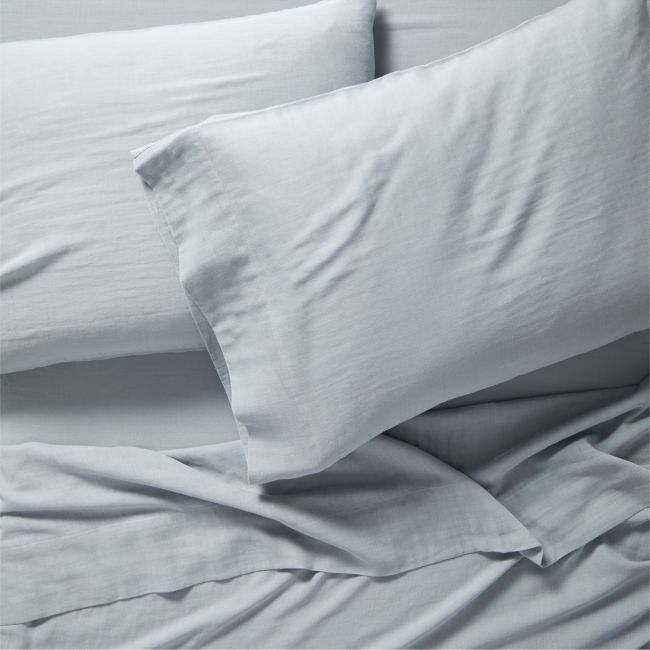 Supersoft Mist Blue Organic Cotton Gauze Kids Full Sheet Set - Image 0