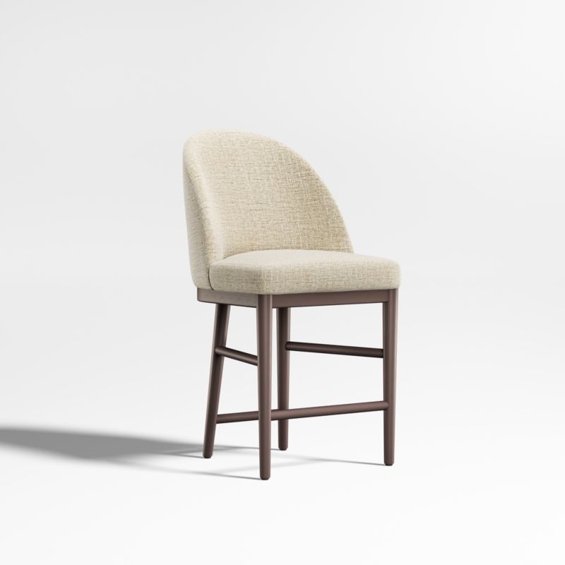 Ana Ivory Counter Stool with Brown Wood Legs - Image 3