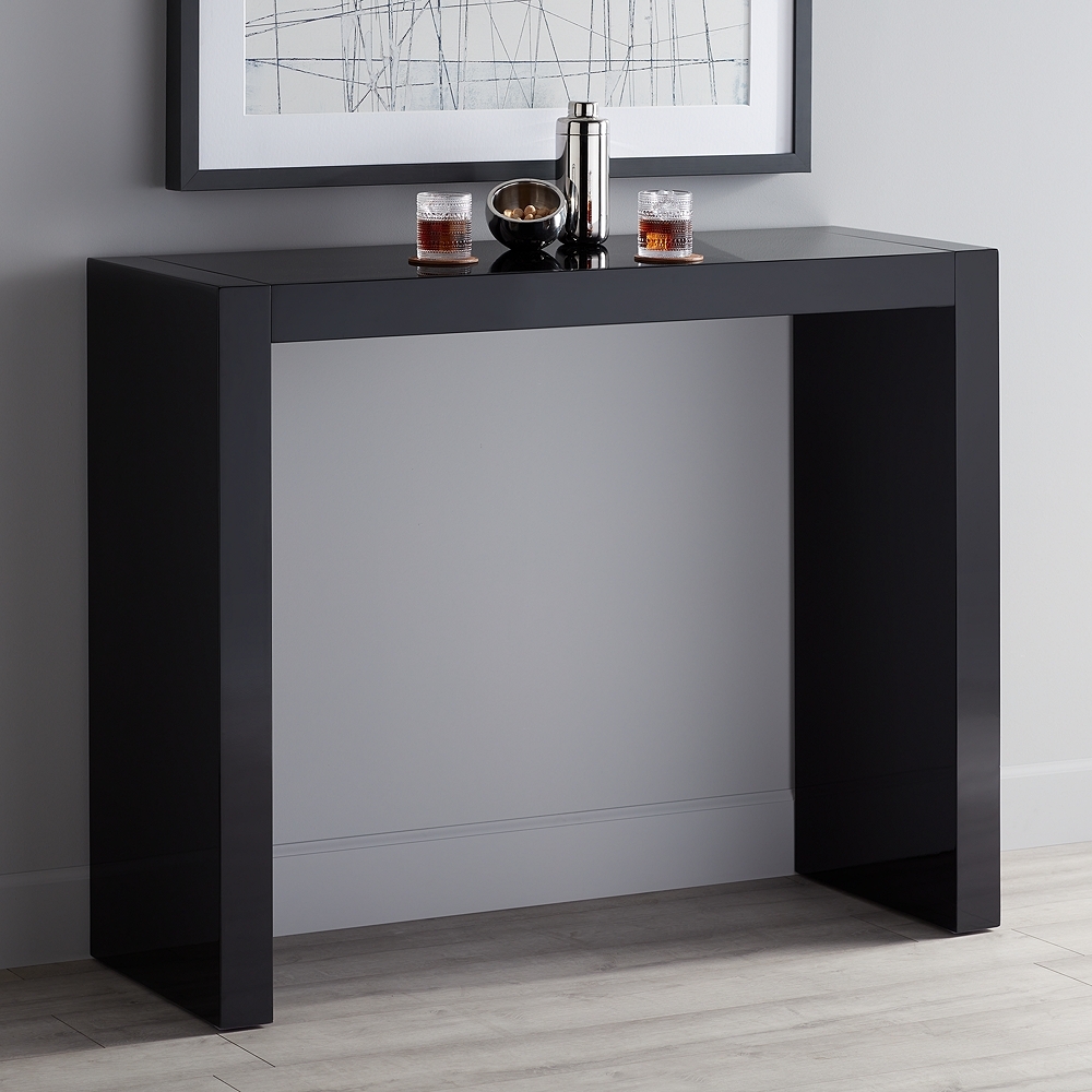 Jessa 50" Wide Gloss Black Bar Table - Image 0
