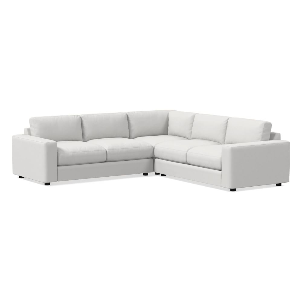 Urban 106" 3-Piece L-Shaped Sectional, Performance Washed Canvas, White, Down Blend Fill - Image 0
