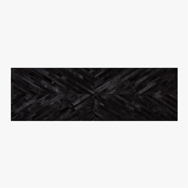 Naho Patchwork Black Hide Runner Rug 2.5'x8' - Image 0