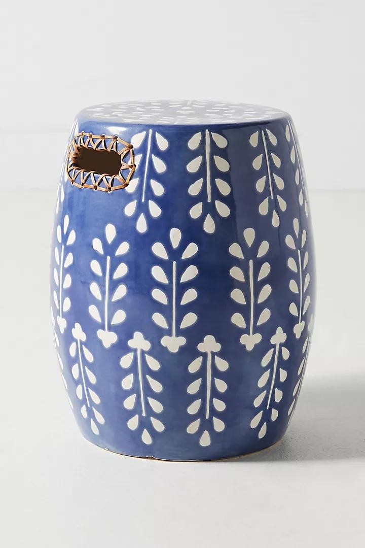 Griffin Ceramic Side Table By Anthropologie in Blue - Image 0