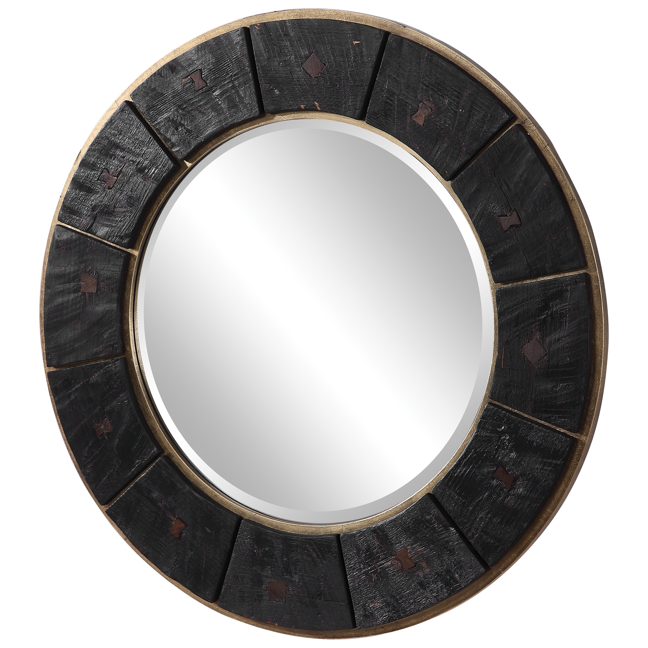 Kerensa Dark Wood Round Mirror - Image 3