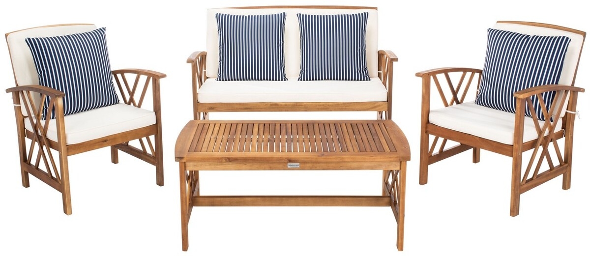 Fontana 4 Pc Outdoor Set - Natural/Bge + Thn Stp P - Safavieh - Image 0