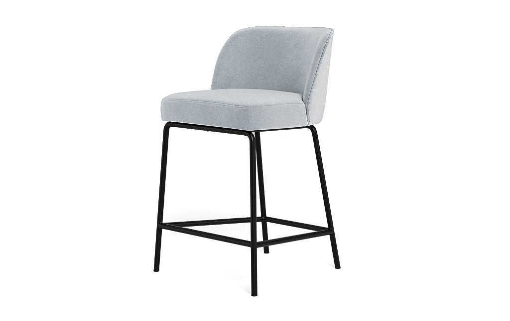 Graham Metal Framed Upholstered Counter Stool with Contrast Piping - Image 2