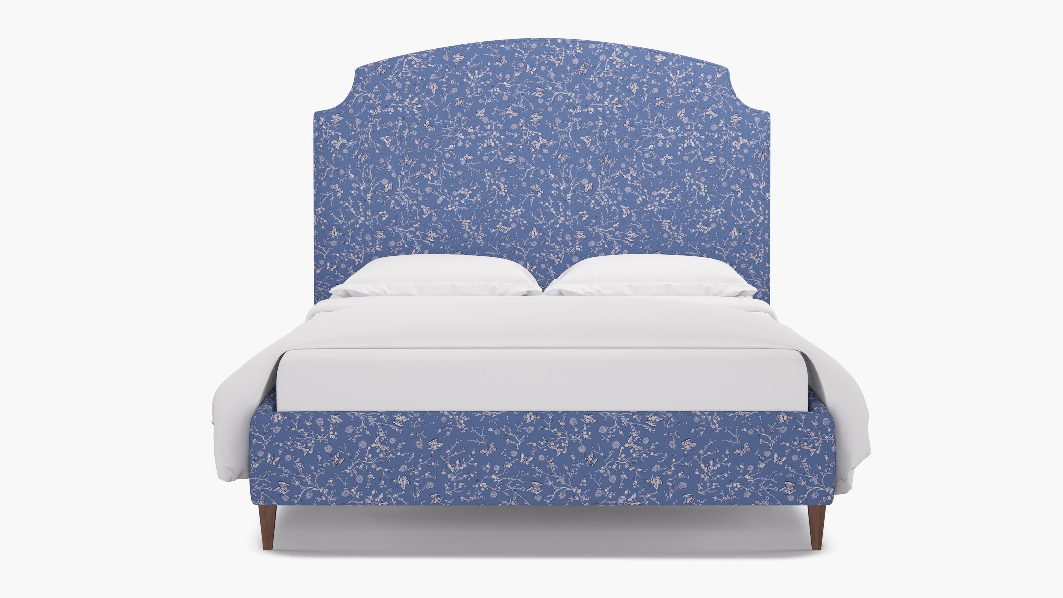 Cove Bed, Blue Mariposa, Walnut Square Tapered Leg, King - Image 0