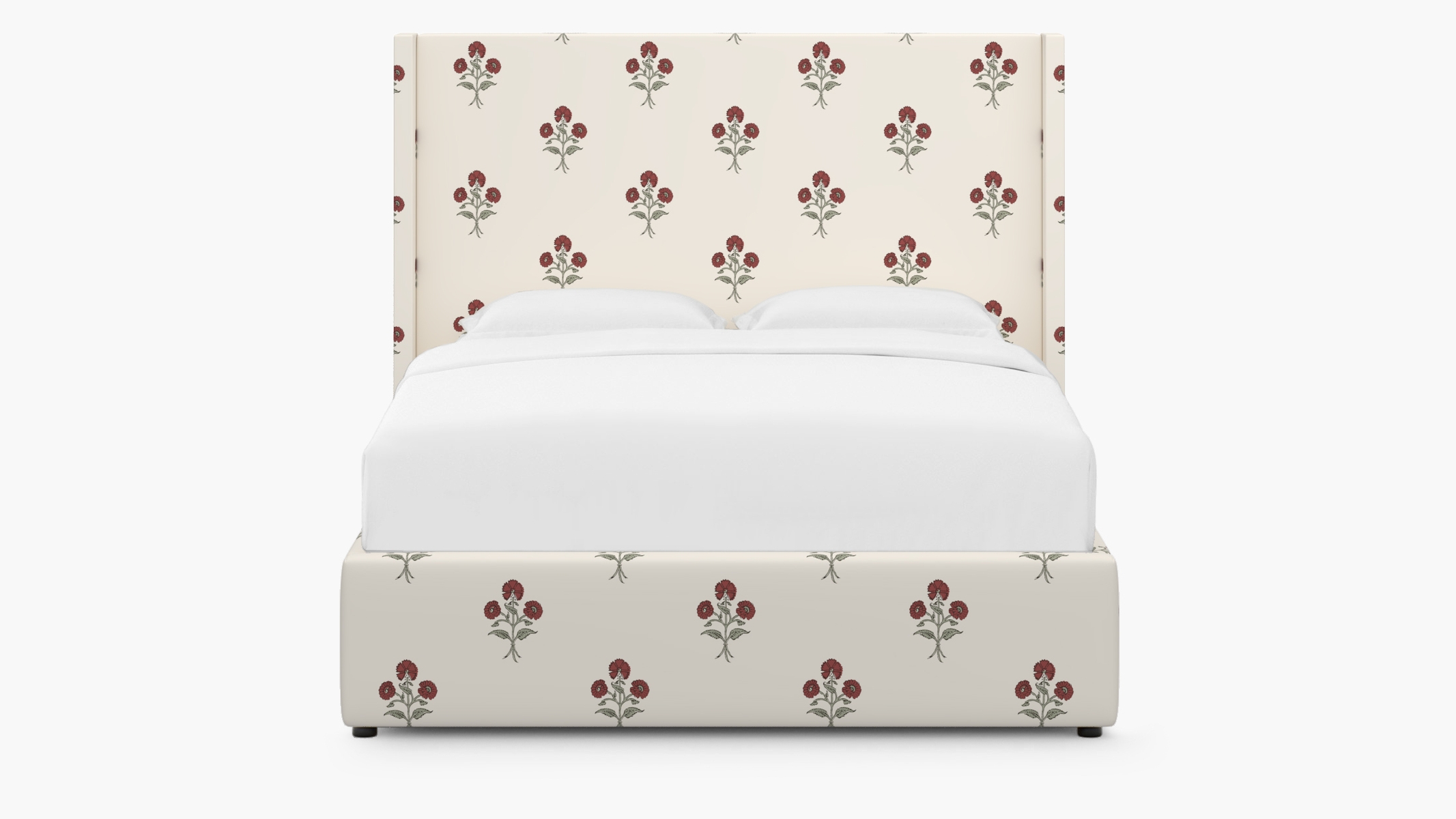 Modern Wingback Bed, Red Delphine, Full - Image 0