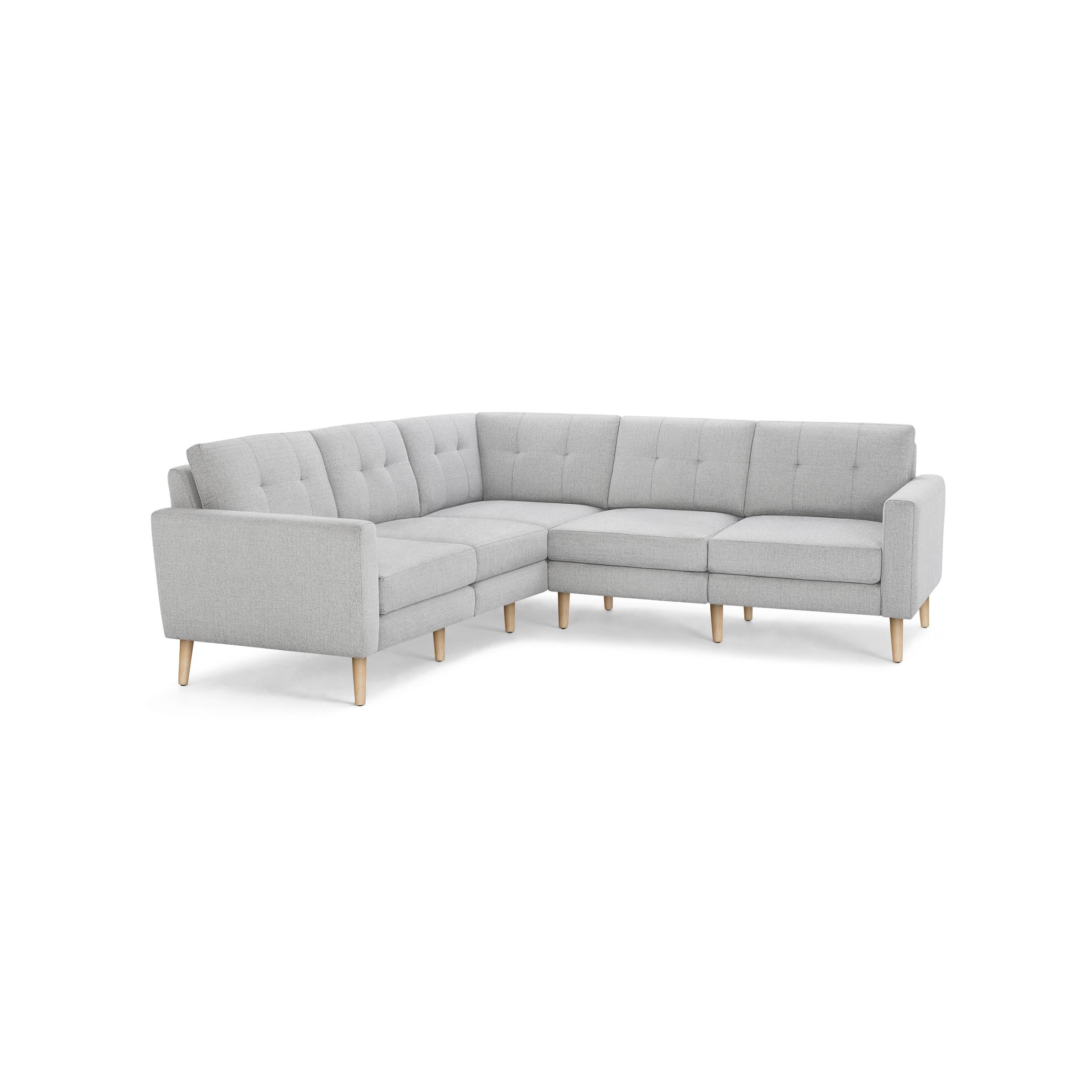 The Block Nomad 5-Seat Corner Sectional in Crushed Gravel, Oak Legs - Image 0