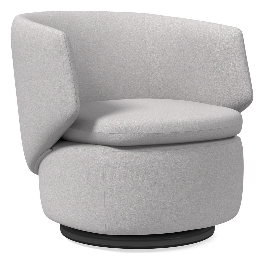 Crescent Swivel Chair, Poly, Chenille Tweed, Frost Gray, Concealed Support - Image 0