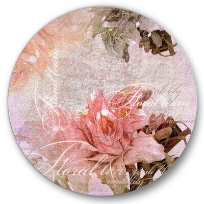 Vintage Flowers In Pastel Colours - Traditional Metal Circle Wall Art - Image 0