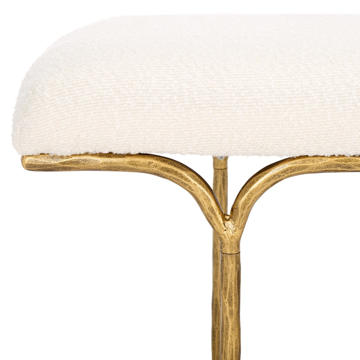 Marvin Boucle 48" Bench - Ivory / Brass - Image 2