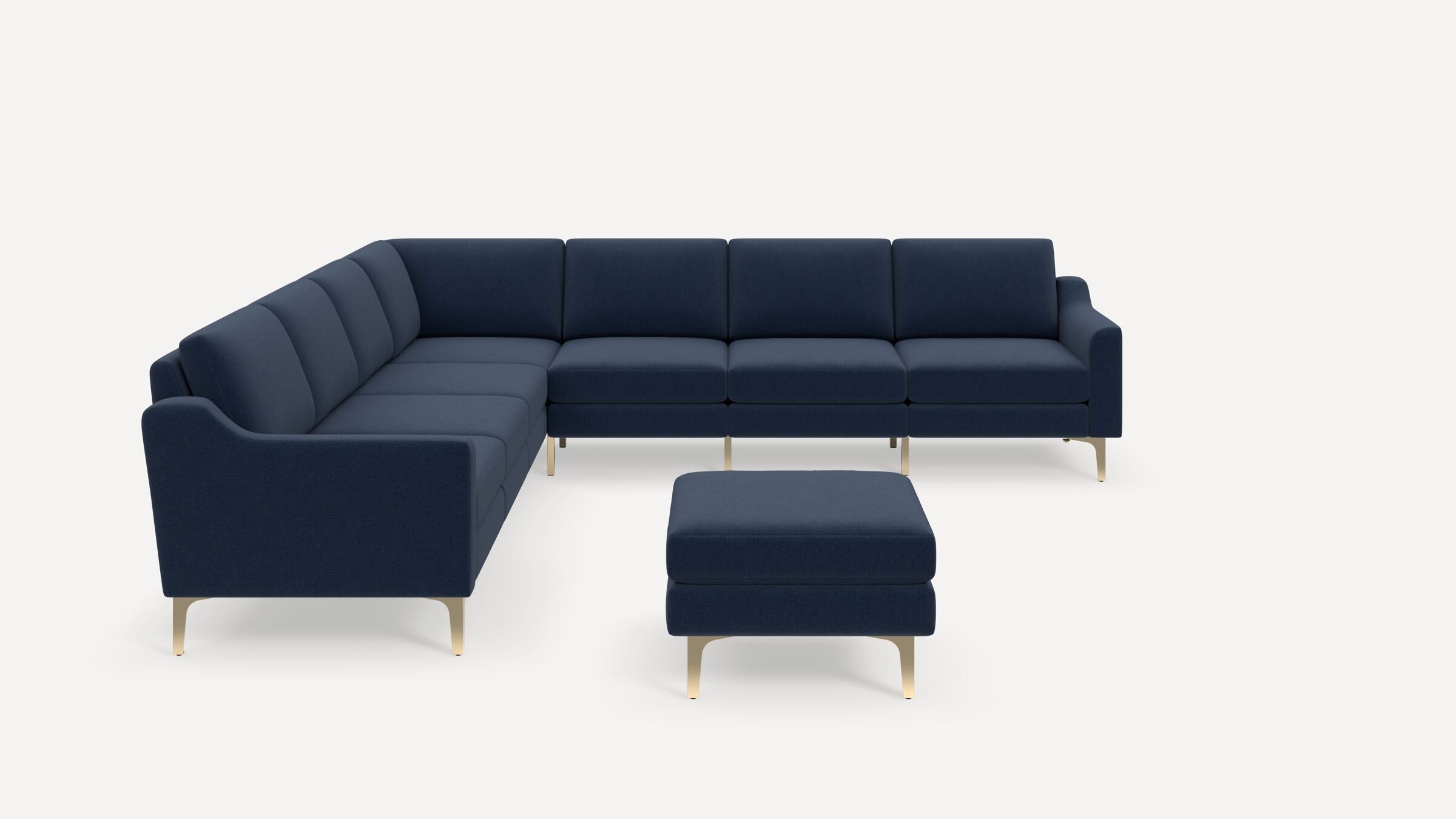 Nomad 7-Seat Corner Sectional with Ottoman - Navy Blue - Performance Flatweave / Brass - Metal / Slope - Image 0