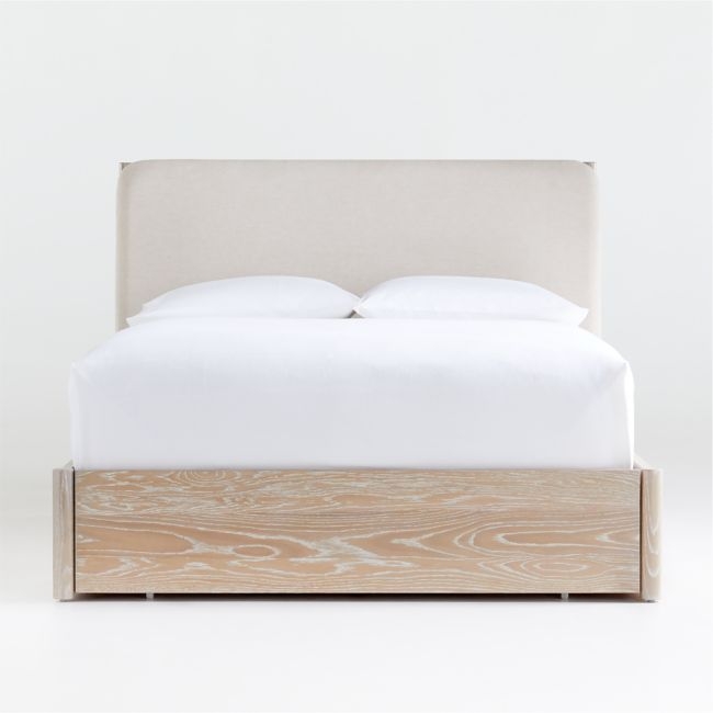 Casa White Oak Wood Queen Storage Bed with Outlet - Image 0