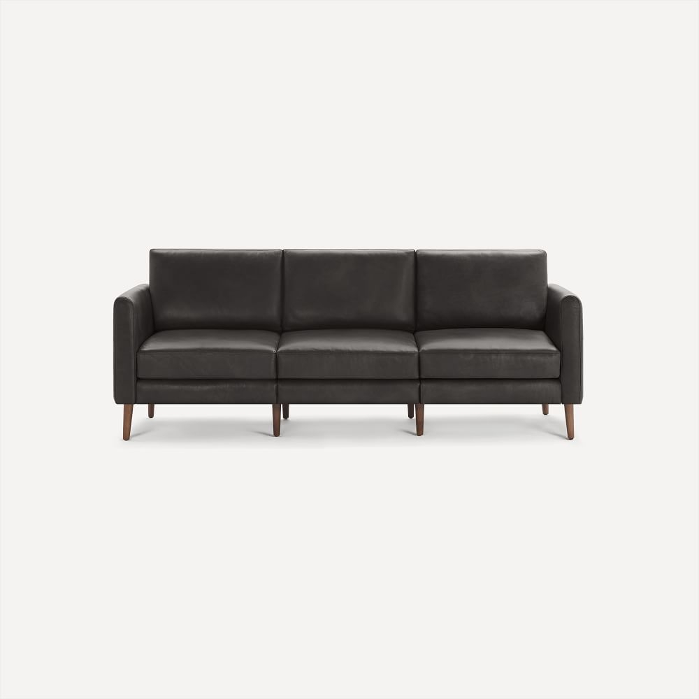 Nomad Arch Leather Sofa, Slate, Walnut Wood - Image 0